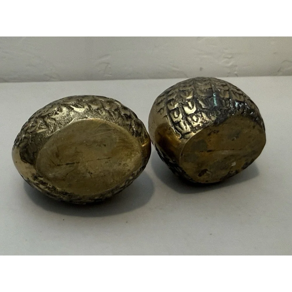 Vintage Lot Of‎ 2 Solid Brass Birds  quail/pheasant figurines Textured Pair